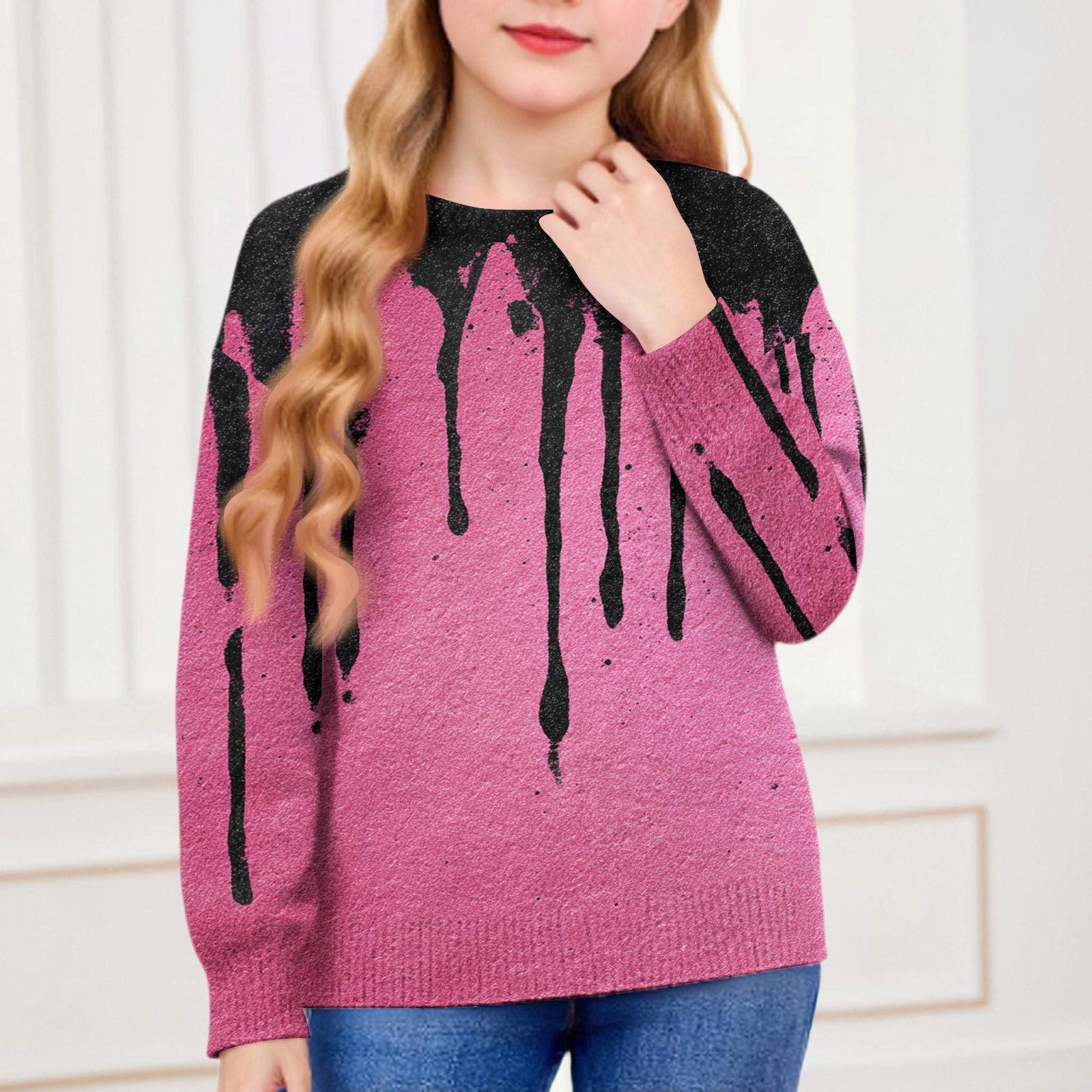 

Толстовки на Хэллоуин для детей, мальчиков и девочек, вязаный свитер, милая рубашка, осенние пуловеры с круглым вырезом 150