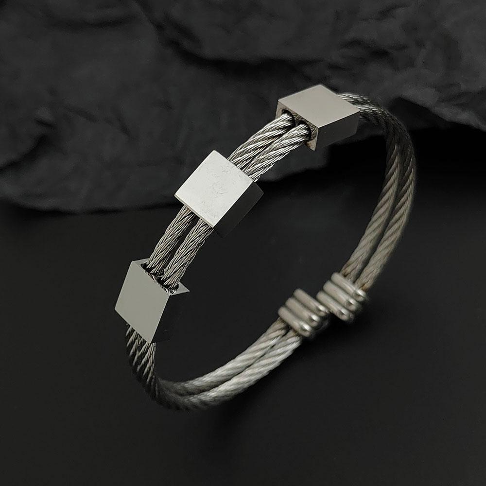 Creative Double-layer Steel Wire Square Gold-plated Stainless Steel Women's Bracelet Waterproof and Rust-free Couple Bracelet