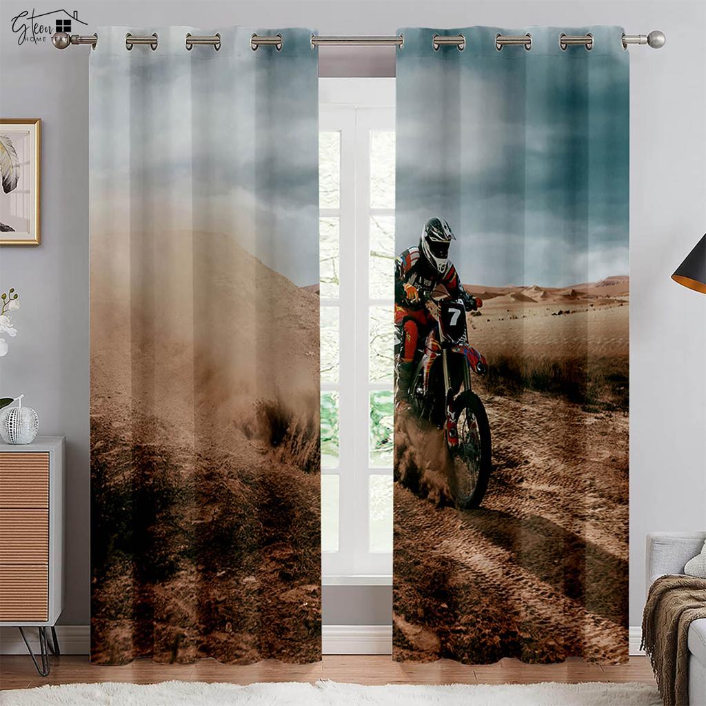 Industrial Style Motorcycle Locomotive 3D Printing Curtain Trend Cool Ins Boys High Quality Blackout Heat Insulation Curtain
