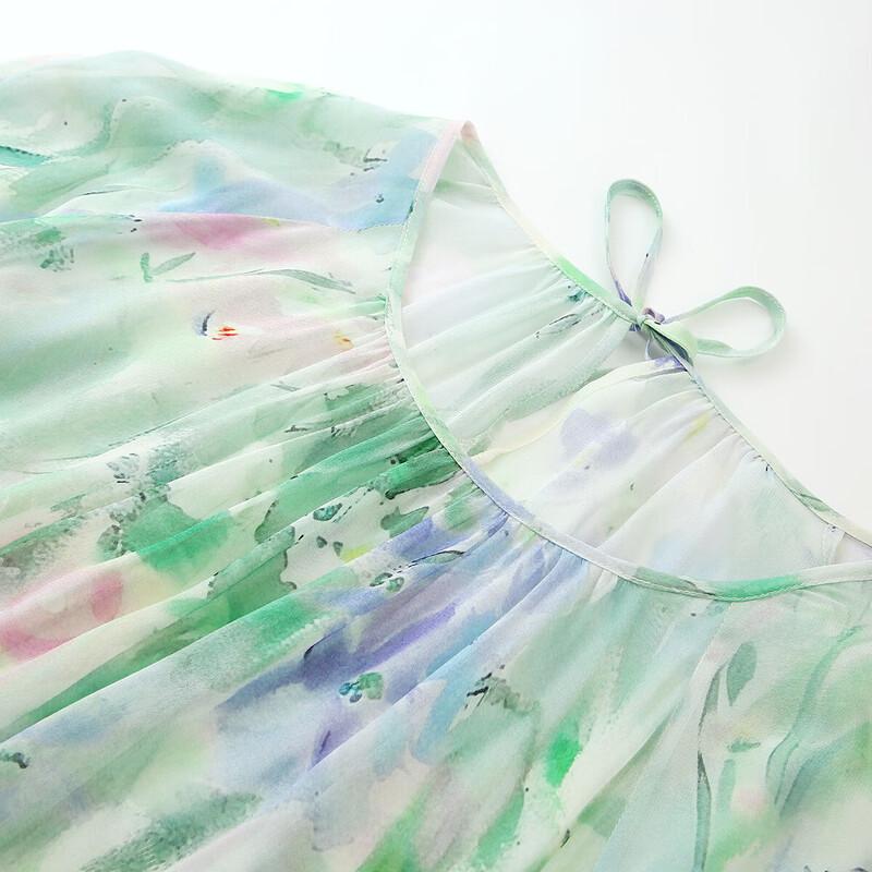 Mulberry Silk Floral Half-Sleeve Midi Dress