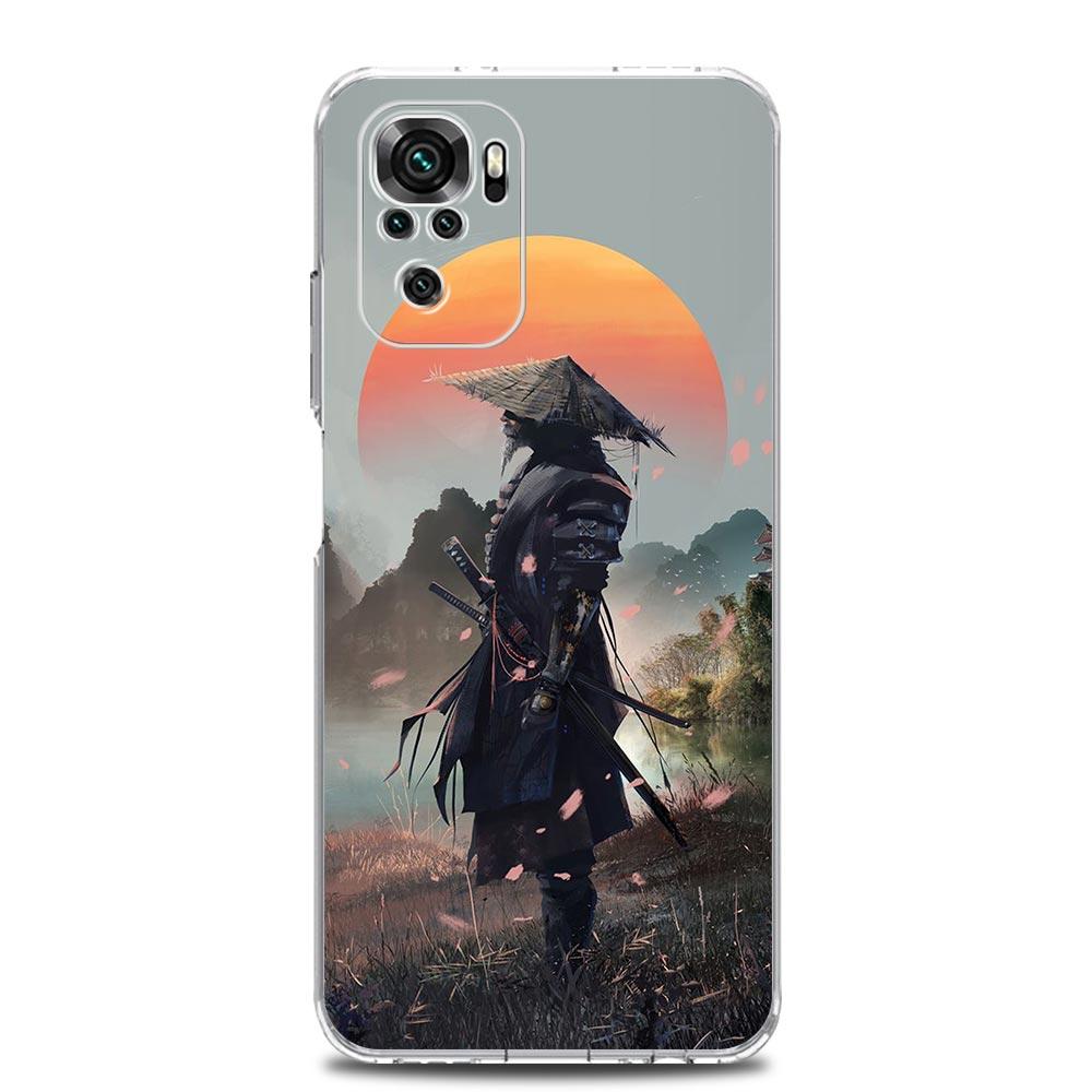 Japanese Bushido Samurai Clear Phone Case For Xiaomi Redmi Note 12 5G 9S 9 8 10 11 Pro+ 9T 8T 10C 9C 9A 7 Pro Soft Back Cover