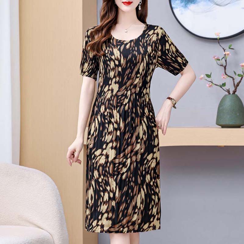 Elegante Chiffon-Kleider für Damen in Übergröße, schmale Kurzarm-Kleider, lange Vintage-Kleider, weibliche Sommerkleidung