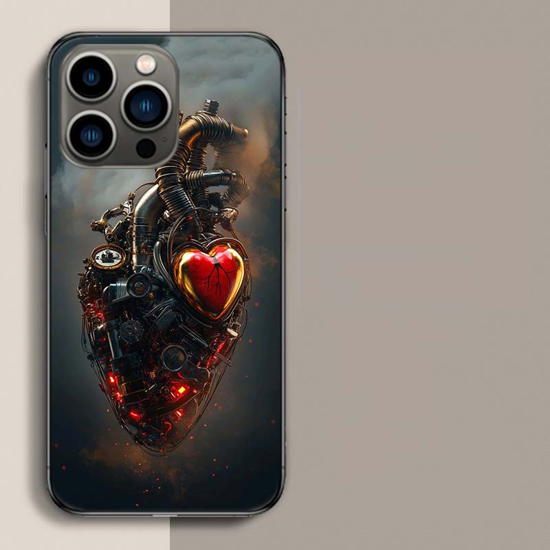 Heart Shaped Engine Phone Case For Iphone 17 Air 15 Pro 14 Plus 16 Pro Max 12 13 Mini 11 16E X XS Cover Cute Fundas