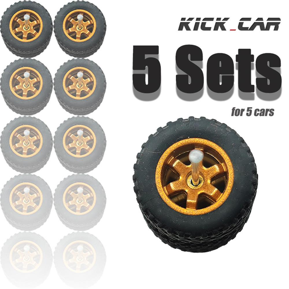 1/64 Räder mit festen Allrad-Gummireifen Fünf Speichen für Modellautos Tuningteile für Hotwheels (5 Sets für 5 Autos) black