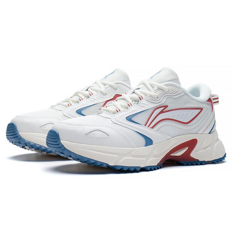 Li Ning Slip Resistant Abrasion Resistant Low top Running Shoes Men's Mist White ARLS005-1