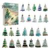 Ornamenti a Tema Oceanico Calendario dell'Avvento di Natale in Vetro Marino, Scatola Conto alla Rovescia di 24 Giorni con Accessori Decorativi Stagionali Ornamenti per Albero in Acrilico,
