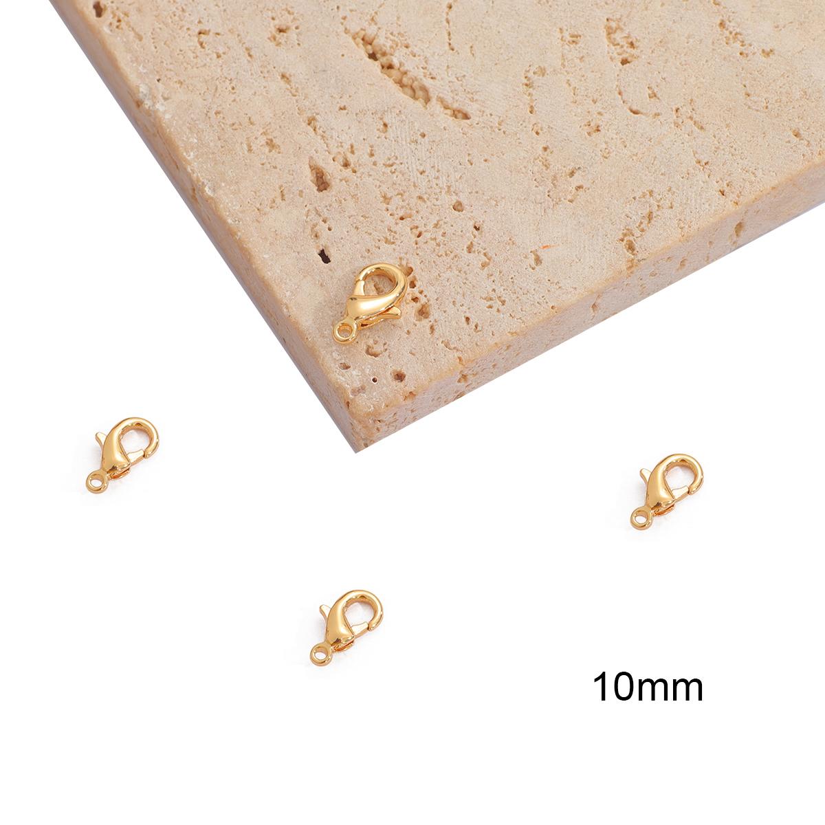 

10 шт. 18-каратная позолоченная медная застежка-коготь омара для самостоятельного изготовления ювелирных изделий 10mm золотой