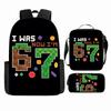 Large Capacity Schoolbag with Shoulder Strap; Student Three-piece Pencil Case Set