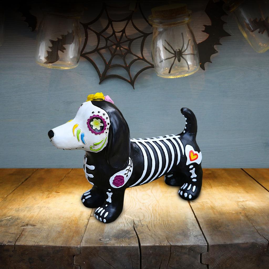 Halloween Cat Dog Home Desktop Haunted House Atmosphere Holiday Decoration Resin Statue Animal Ornaments