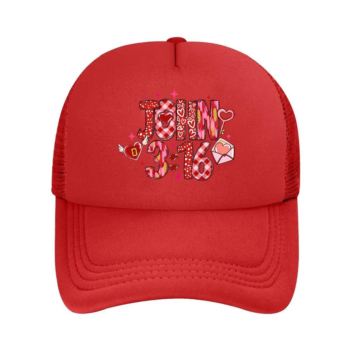 John Heart Plaid Graphic Christian Mesh Baseball Cap Hip Hop Adjustable