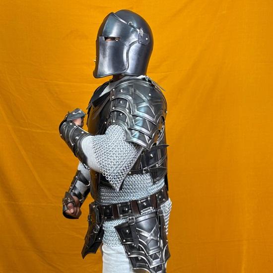 Steel Armor Set Full-Body Knight Cuirass, Pauldrons, Bracers Greaves for LARP, Cosplay Collectors