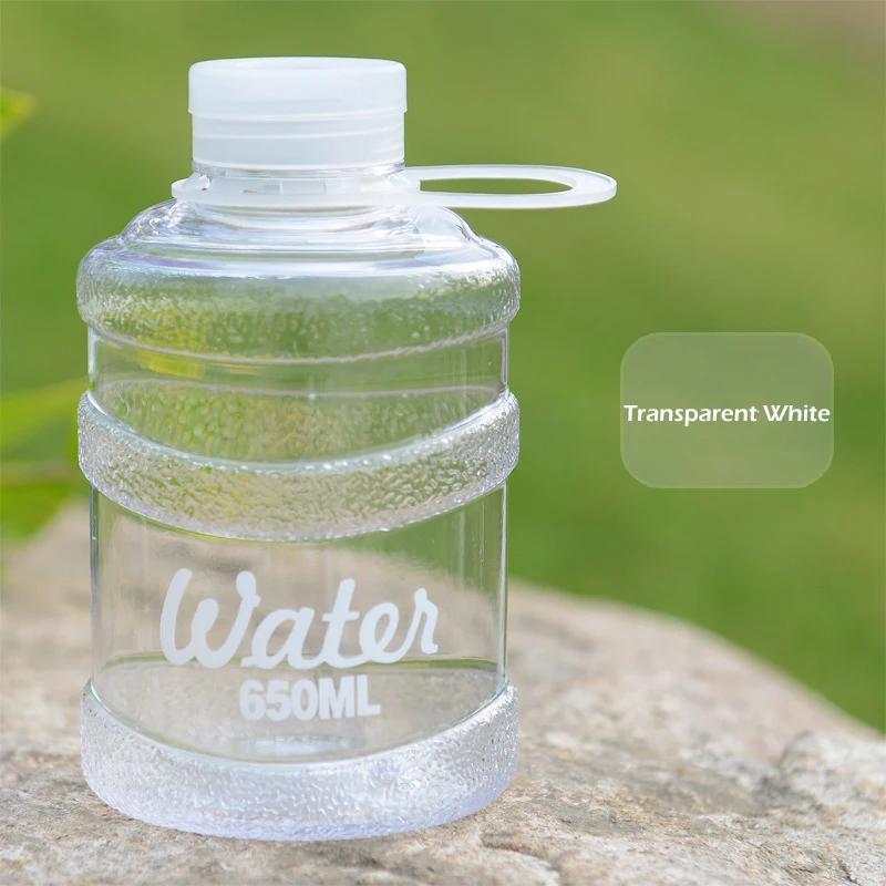650ML Cute Water Bottle Mini Bucket Plastic Bottle Outdoor Sport Drinking Water Bottles Portable Large Capacity Cup Gym Hiking