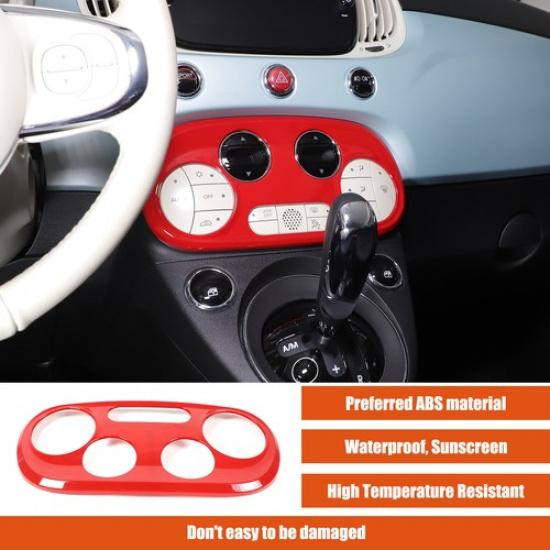 Red ABS Interior Air Conditioner Button Panel Trim Cover For Fiat 500 2016-