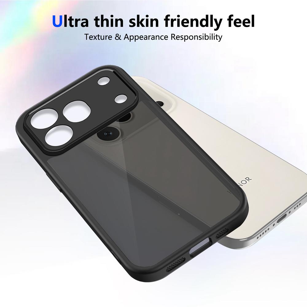 KEYSION Matte transluzente schwarze Handyhülle für HONOR 600 Pro 5G Weiches Silikon+PC Anti-Rutsch Stoßfeste Abdeckung für Huawei Honor 600