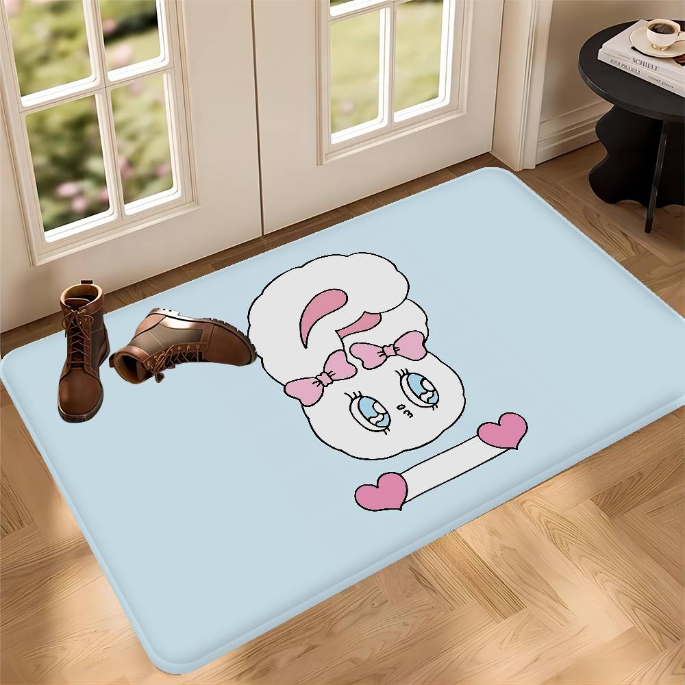 Cute Pink Esther Bunny Entrance Door Mat Washable Non-Slip Living Room Sofa Chairs Area Mat Kitchen Welcome Doormat