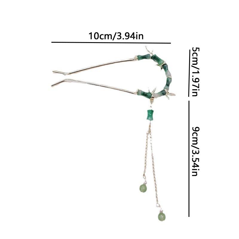 New Chinese Style Bamboo Knot Women's U-shaped Alloy Hairpins with Bun Heads Hair Accessories Fashionable High-end Shark Clips