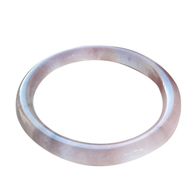 Gold Silk Jade Bangle in Light Lavender with Red Accents from Xinjiang Tianshan Jade.