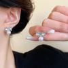 925 silver needle bow pearl stud earrings women's light luxury niche temperament flash diamond earrings ins wind sweet earrings