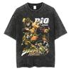 Vintage Washed TShirt Men Summer Hip Hop Streetwear T-shirt JoJo Bizarre Adventure Anime Print Cotton Casual Short Sleeve T-shirt Daily Wear Cool Top