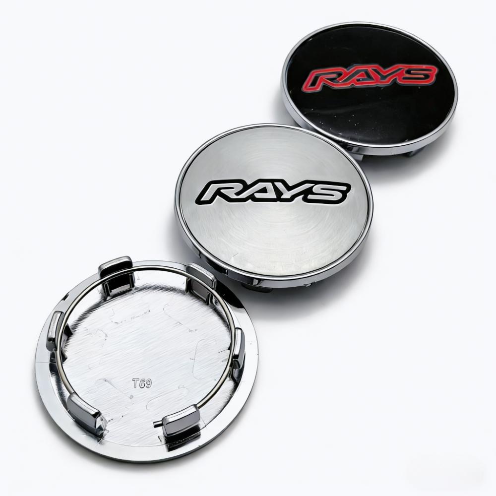 4pcs 69mm ( Clips 56mm ) Rays Logo Emblem Badge Car Wheel Center Caps Rim Hubcaps Wheel Hub Dust Cover Replace Car Accessories