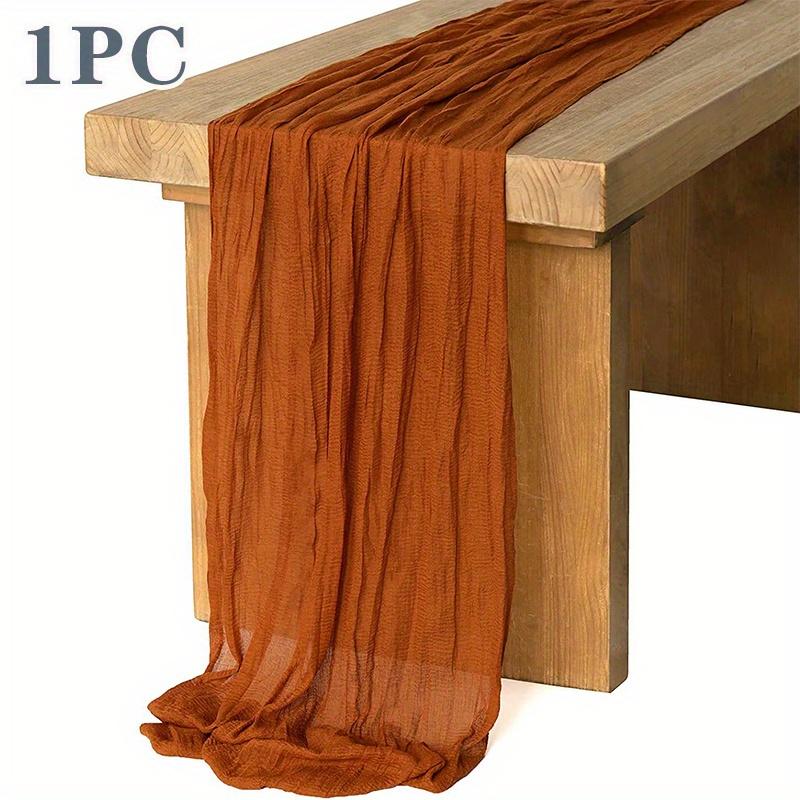 

Романтичный стол с флагом, скатерть из мятой ткани, дорожка для стола в стиле бохо для свадьбы, вечеринки по случаю рождения ребенка, дня рождения 1pc коричневый