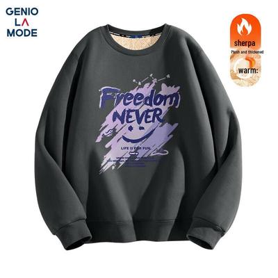 GENIOLAMODE Men's Fleece-Lined Round Neck Sweatshirt