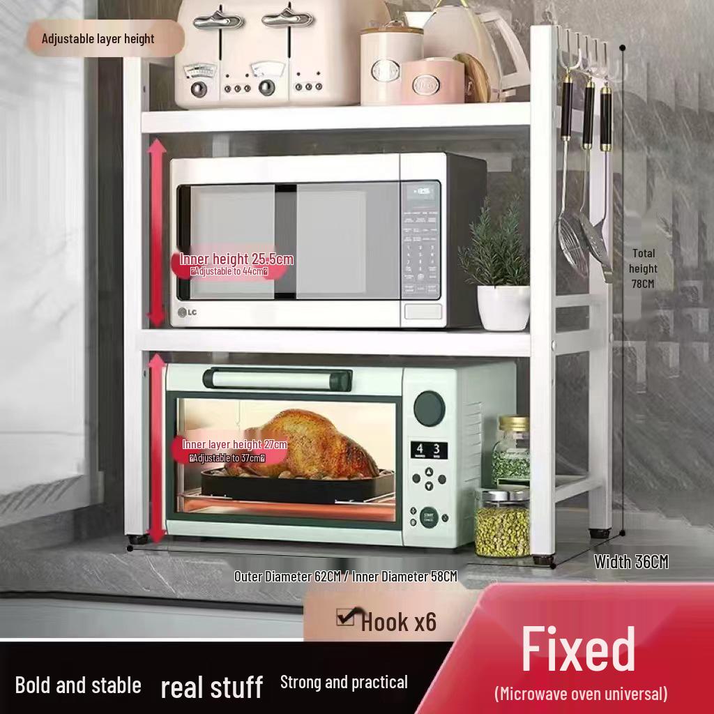 Adjustable Microwave & Kitchen Storage Rack for Countertop - Oven, Rice Cooker & Spice Organizer