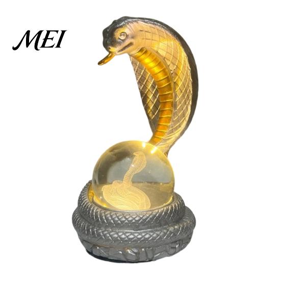 Unique Birthday Gifts Snake Shaped Desk Lamp, Resin LED Table Light with RGB Color Atmosphere Lamp Changing, Faux Crystal Ball for Bedroom Office