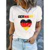 European Sizes Germany Heart Flag Print Casual T-Shirt - Women's Fashion Trendy Tee, Crew Neck, Short Sleeve, Comfort Fit Top