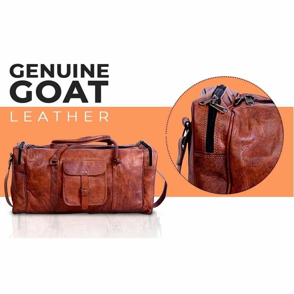 Real Leather Goat Hide 24" New Luggage Duffle Travel Weekend Gym Sport Men's Bag