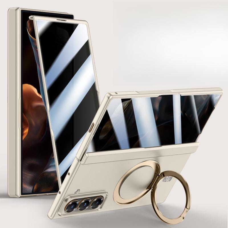 Suitable for Samsung W25 Phone Case Film, One-piece Matte Central Axis Anti-drop Rotating Stand, Magnetic W25 Flip Cover Chain for Men