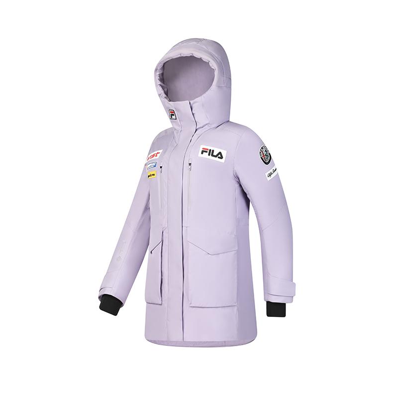 Fila Fashion Long Zipper Hooded Down Jacket Women Outerwear Magical-Purple A11W446909FPU