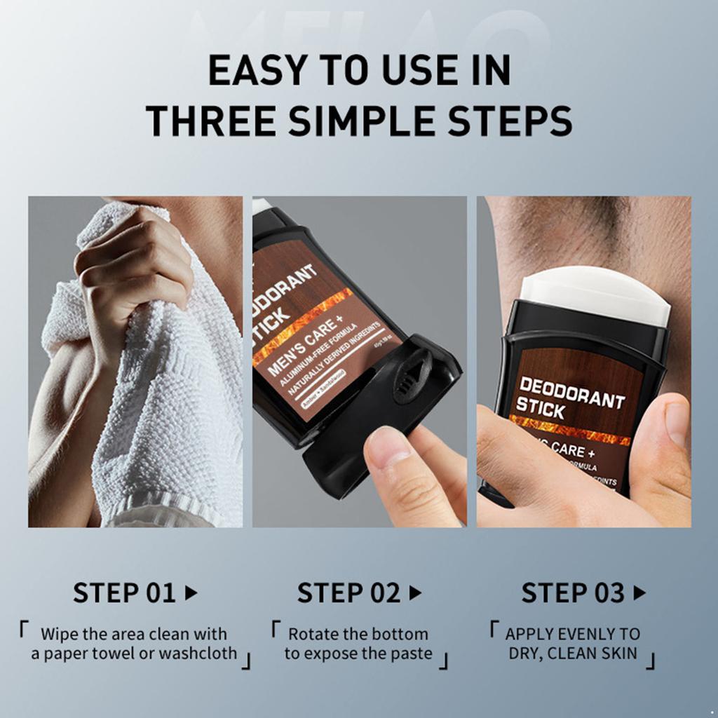 Set of 2 Long-Lasting Men's Deodorant for Men, Portable Perfume Stick with Refreshing Fragrance, Keeps You Dry and Confident All Day