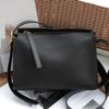 Genuine Leather Women's Shoulder Crossbody Black Bags Luxury Designer Cowhide Wide Shoulder Straps Gray Pillow Bag Ebony Gray