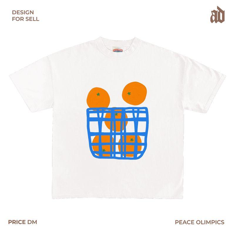 

230G Легкая футболка с плечами, оранжевая, с принтом корзины, минималистичный фруктовый узор, милый университетский стиль, свежая White S