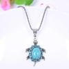 Fashionable Diamond Encrusted Turtle Turquoise Necklace Cute Blue Turtle Bohemian Sweater Chain Women's Jewelry Necklace Pendant