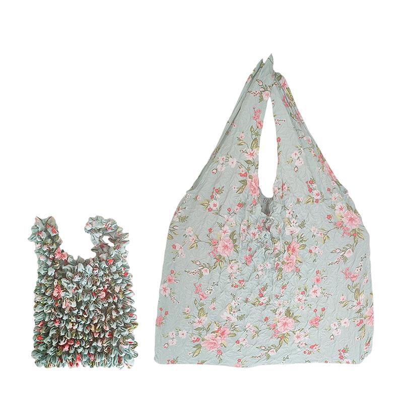 Flower Expansion Fold Pleated Flexible Stretch Mini Shopping Bag Large Capacity Bubble Elastic Portable Handbag Storage Bag
