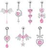 Pink Zircon Belly Button Rings Stainless Steel Heart Butterfly Navel Piercing Barbell For Women Beach Belly Ring Body Jewelry