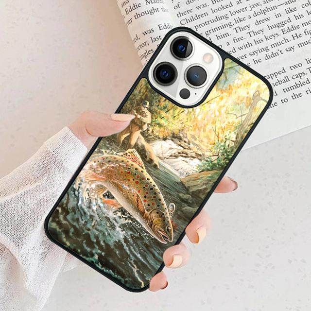 Forellenfischerei Fischerei Handyhülle Abdeckung Für iPhone 17 Air 15 16 11 13 14 Pro Max 12 Plus Max Fundas