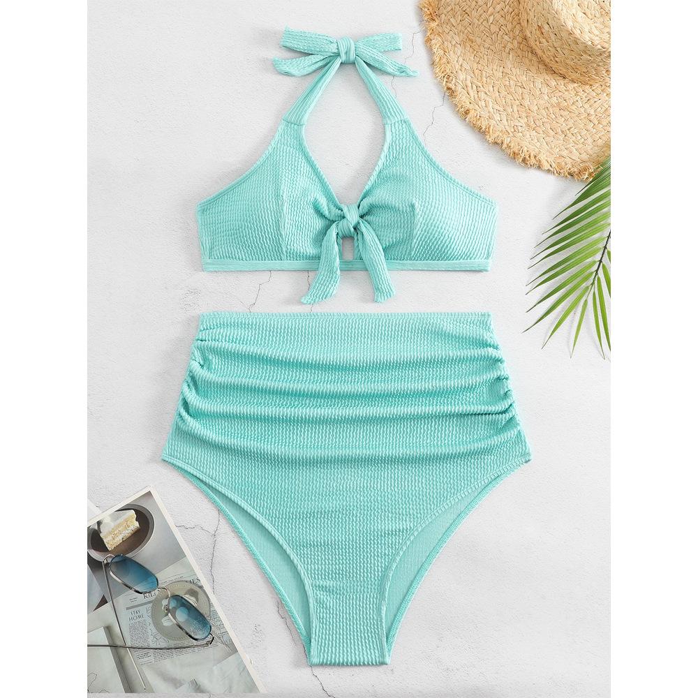 Plus Size Women's Tummy Control Maternity Swimsuit - Solid Color Fashion for European & American Styles, Ideal for Vacations & Hot Springs