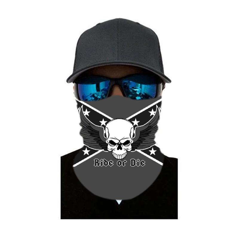 Black Winged Skull Cycling Motorcycle Head Scarf Neck Warmer Face Mask