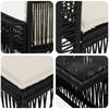 Garden Sofa Set 6 Pieces Black and Cream White Poly Rattan