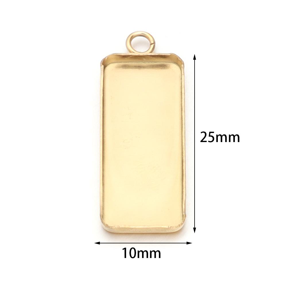 10pcs 10x25mm Stainless Steel Rectangle Blank Tray Pendant Cabochon Base For Jewelry Making DIY Necklace Pendants Acccessories