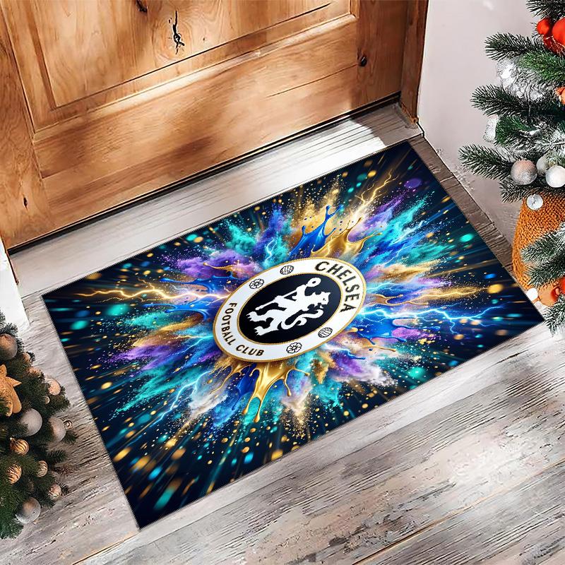 Chelsea FC Printed Flannel Area Rug Non Slip Soft Polyester Floor Carpet Indoor Decor Mat for Bedroom Living Room Sofa Game Room Home Decoration