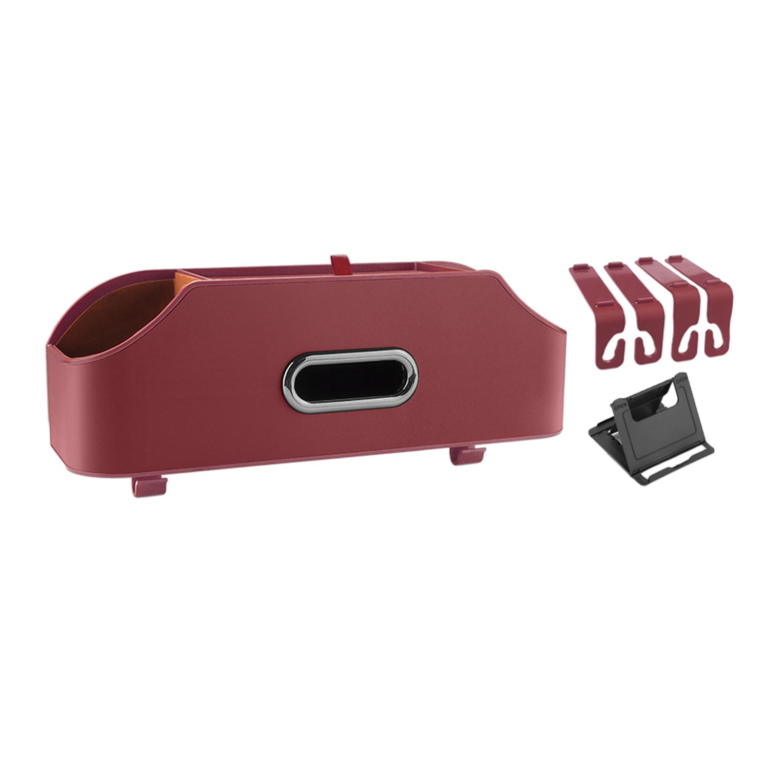 

Car Seat Back Organizer Tissue Box Phone Holder Universal PU Leather Automobile красный