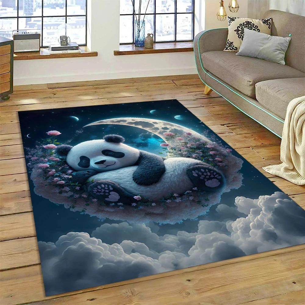 Uroczy dywan panda do sypialni, łazienki, salonu, dekoracja sofy, mata do raczkowania dla dziecka, miękki dywanik z kreskówkowym zwierzęciem, antypoślizgowa mata do zabawy