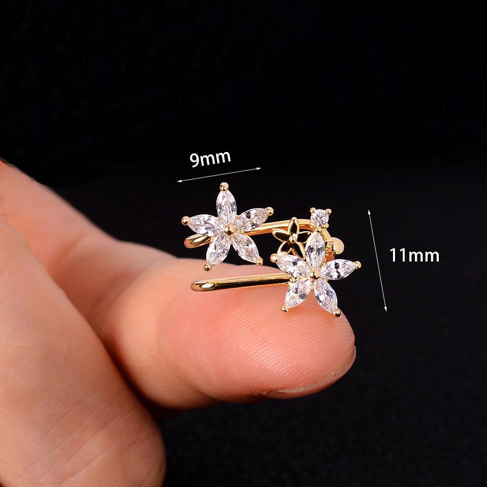 1 szt. Prosty pojedynczy klips do ucha Słodkie słodkie liście kwiat mankiet do ucha inkrustowany cyrkonią bez przekłutego ucha klips do kości ucha kobiety moda impreza biżuteria