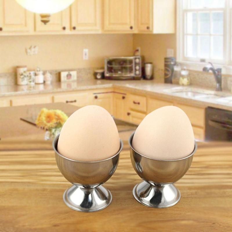 4Pcs Stainless Steel Egg Cups Egg Holders Egg Tray Kitchen Gadgets Tools for Hard Boiled Eggs, Silver