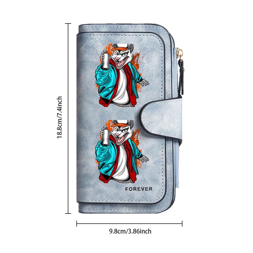 Trendy Cool Wolf Printed Long Wallet Portable PU Leather Card Holder Casual Fashion Daily Use Money Purse For Streetwear Lovers