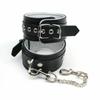 Black Silver Leather Wrist  Handcuffs  Restraints Cuffs & Shackles
